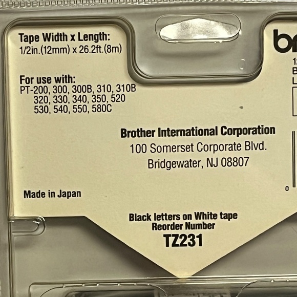 Brother TZ 231 Black Print on White Laminated Tape for P Touch Label Maker Qty 4 - Picture 4 of 7